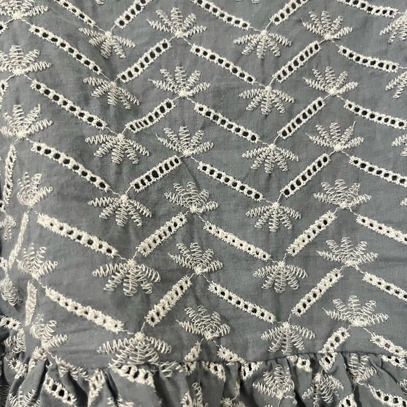 Francesca’s Crop Top. Blue with White Embroidery Flutter Sleeve Back Bow… - Picture 10 of 10